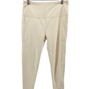 Kyodan Outdoor Womens Leggings Pants Beige Herringbone Pockets G/L super soft